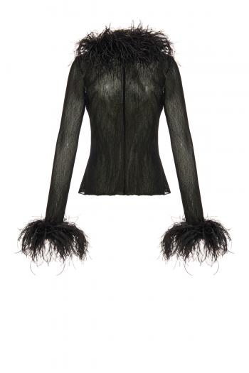 Pendall semi-sheer feathered top 
