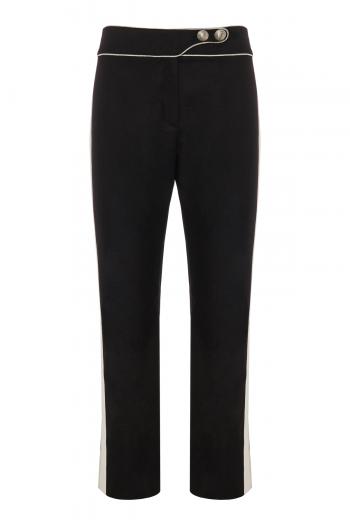Piped wool-blend pants 