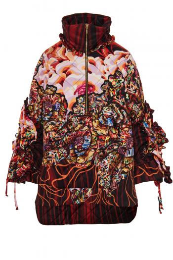 Helen printed quilted ruffled coat 