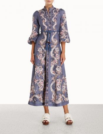 Vitali printed linen midi dress 