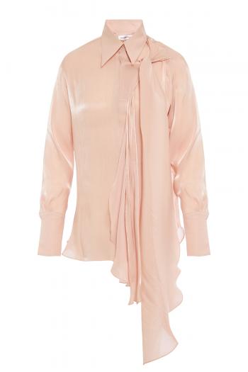 Bow-tie satin shirt in Pink