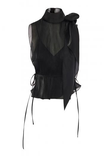  Bow Detail Tabard Top in Black