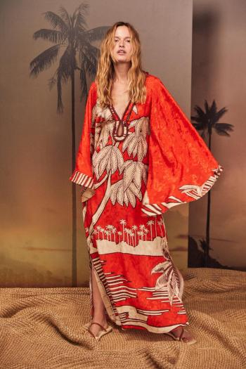 Africa Oriental printed satin maxi dress
