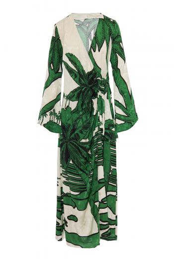 Gulf Of Guinea printed satin wrap maxi dress 
