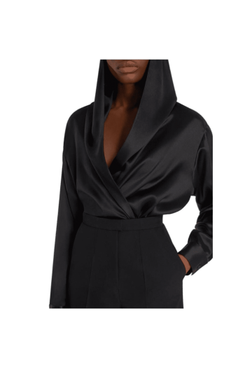 Hooded cotton-poplin bodysuit 