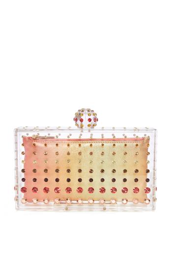 Tequila crystal-embellished PVC clutch 