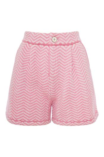 Shorts with a chevron motif in cashmere and cotton