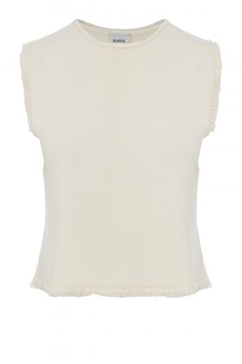 Frayed cashmere and cotton sleeveless sweater 