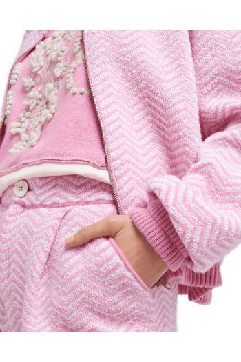 Shorts with a chevron motif in cashmere and cotton
