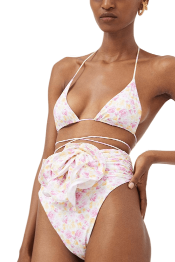 Ruched printed bikini bottoms