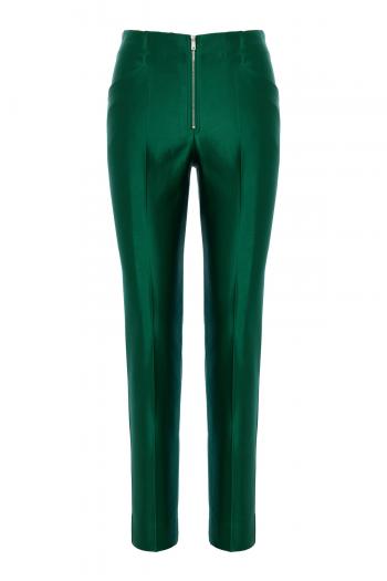 Zip Detail Trouser in Emerald Green
