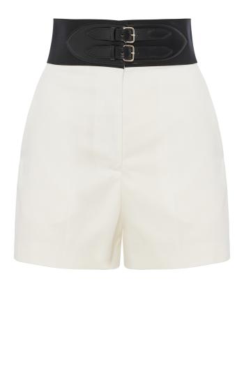 Belted cotton-blend shorts 