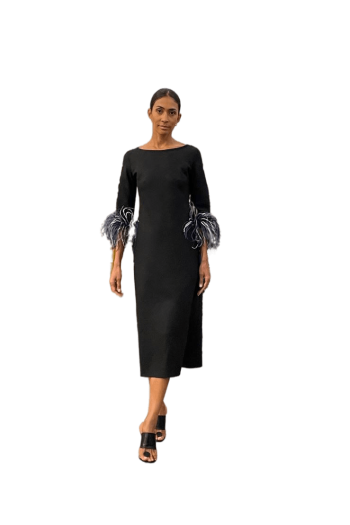 Clac feather-embellished silk midi dress 
