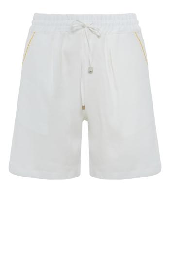 Embroidered linen-blend shorts