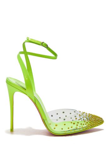 Spikaqueen 100mm embellished PVC and patent-leather pumps  