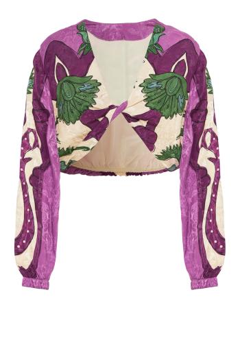 Bemused printed jersey cropped top