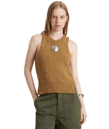 Luisa embellished knitted cotton sleeveless sweater 