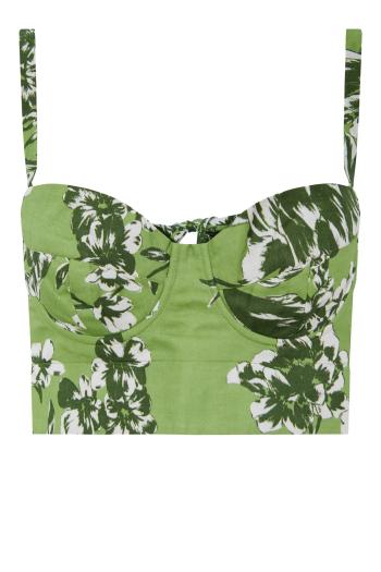 Formentera printed linen and cotton bustier