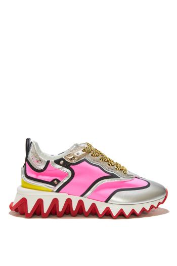 Sharkina embellished glossed leather sneakers 