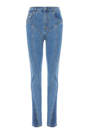 Bi-material Spiral cotton-denim jeans