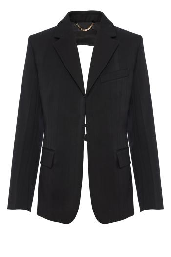 Stripe backless wool-garbardine blazer 