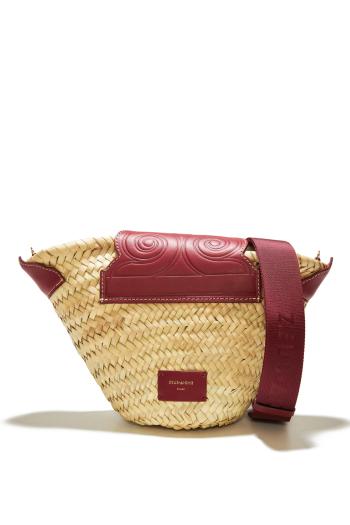 Thalassini embossed leather and straw basket bag 