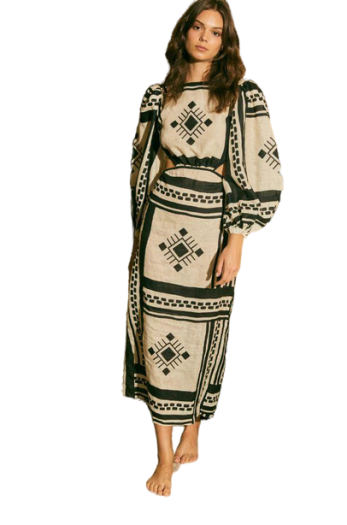 Sachamama printed linen maxi dress 