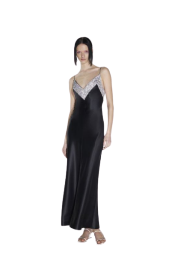 Vivianne crystal-embellished silk-satin midi dress 