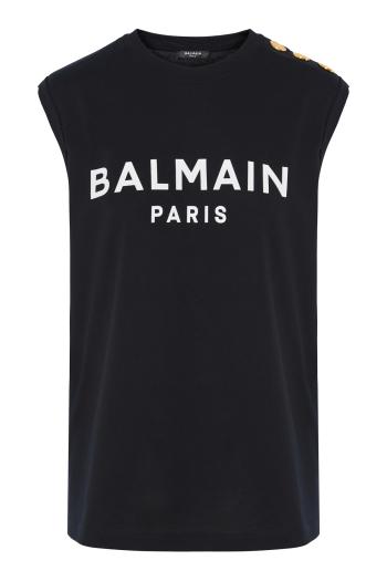 Eco-responsible cotton T-shirt with Balmain logo print