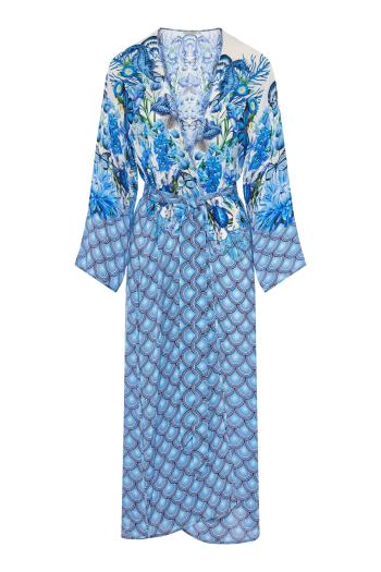 Côte d'Azur printed silk kimono