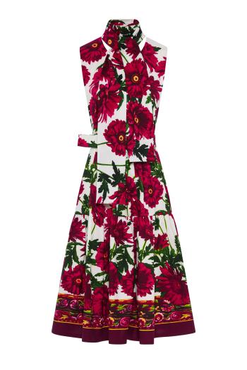 Rose Anemon printed cotton midi dress 