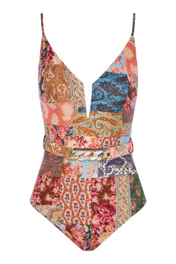 Devi plunge V Wire printed swimsuit 