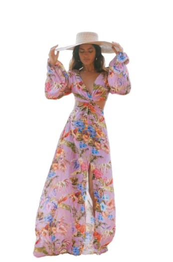 Estella cutout printed crepe maxi dress 