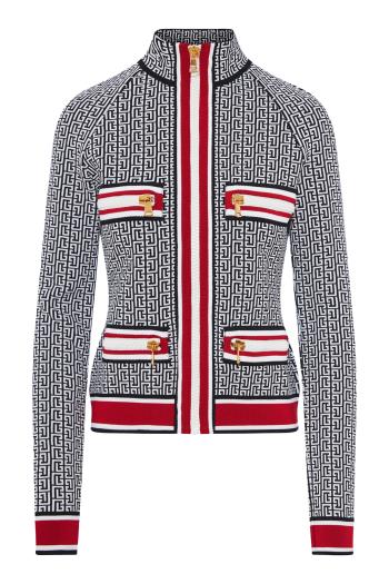 Embellished monogrammed knitted jacket 