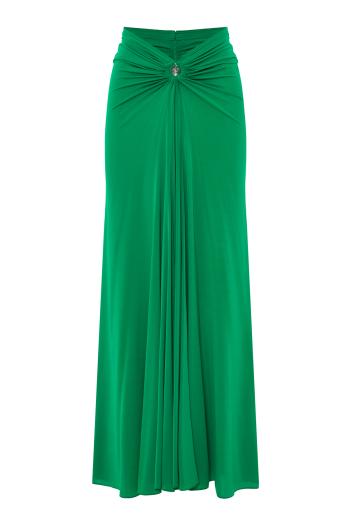 Flared draped long skirt in jersey