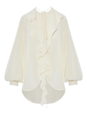 Romantic ruffled silk blouse 