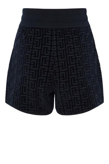 Monogramed velvet shorts 