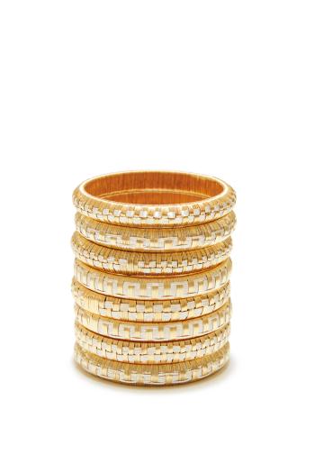 Embroidered natural fibre bracelets 