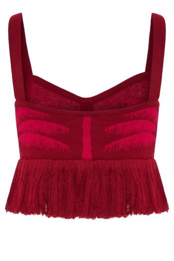Nativa fringed knitted cotton cropped top 