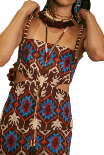 Leyenda Amudada tasseled embroidered cotton-blend mini dress