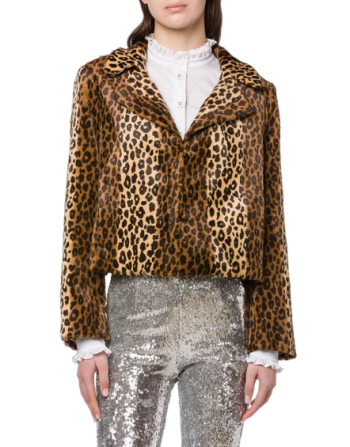 Animal-print cotton-blend jacket