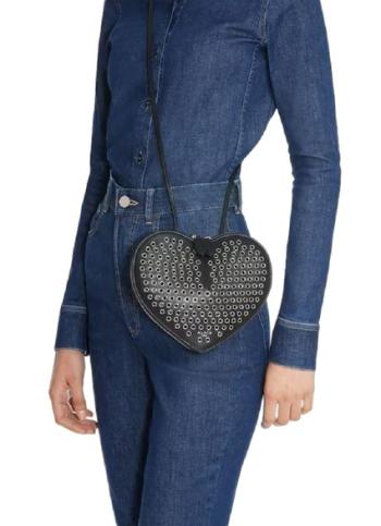 Le Coeur eyelet-embellished leather shoulder bag 