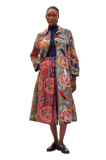 Embroidered wool and silk coat 