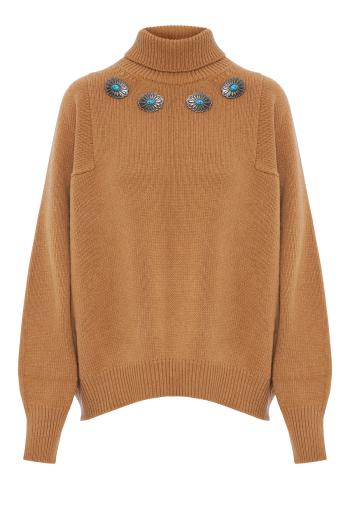 Lucy embellished wool and cashmere turtleneck sweater 