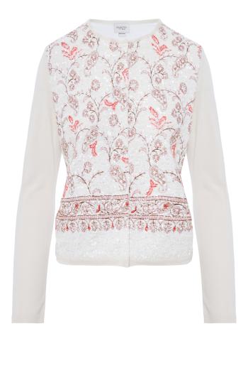 Popping cashmere and silk paisley sequins knit top