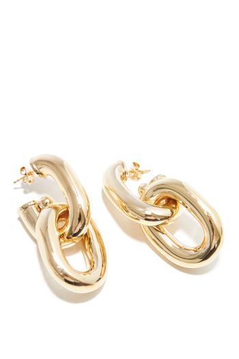 XL double gold-tone brass earrings 