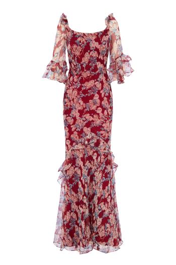 Tamara D Dress ruffled printed silk-chiffon 