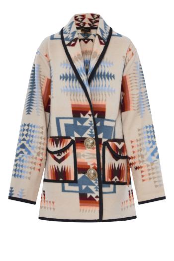 Fringed wool intarsia jacket