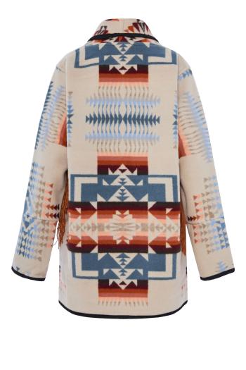 Fringed wool intarsia jacket