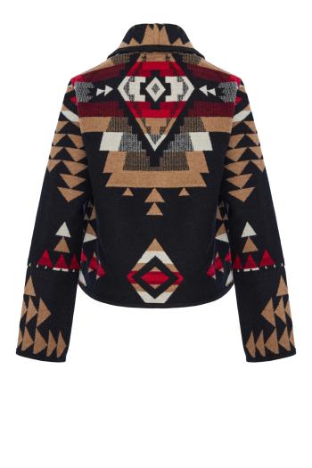 Fringed wool intarsia jacket